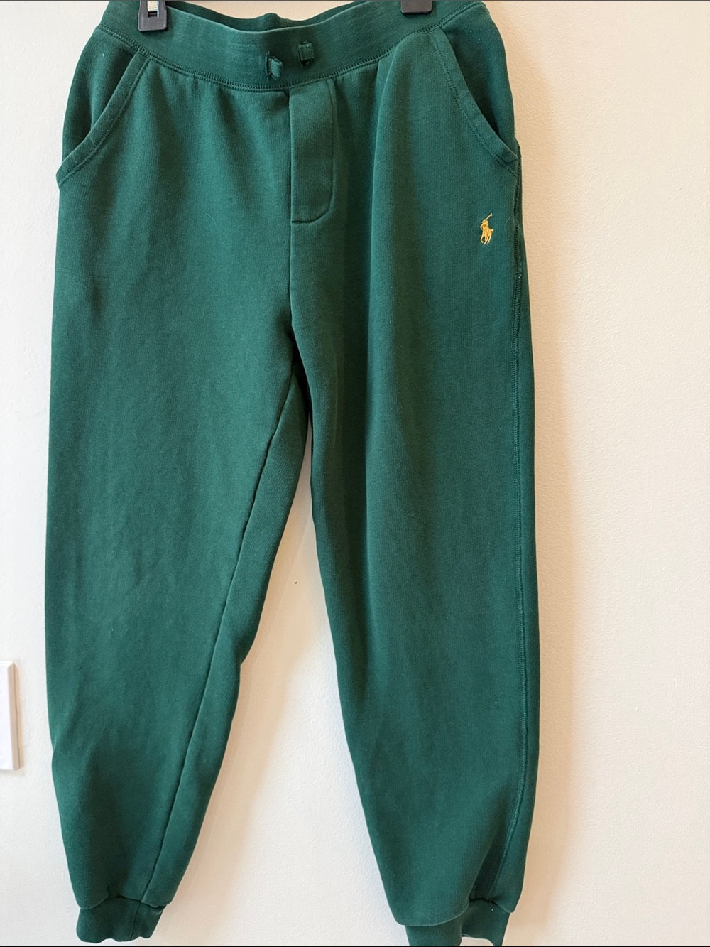 Ralph Lauren Boys Forest Green Jogger Sweatpants with Yellow Pony